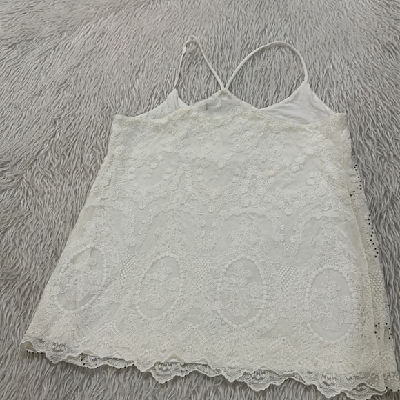 WHBM women’s white beaded embroidered lace tank top size xs - Picture 6 of 6